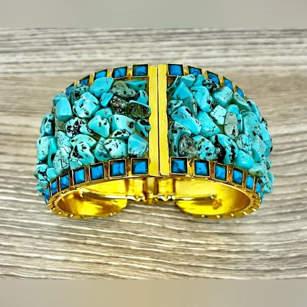 Sorrelli Santorini Turquoise and Gold Chunky Cuff Bracelet
